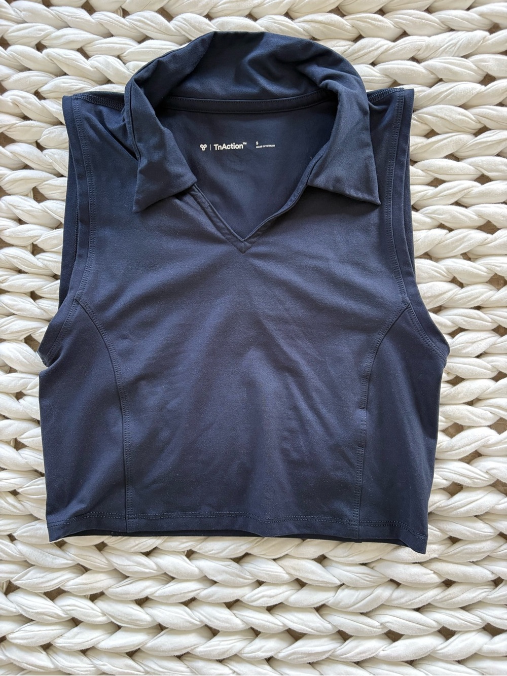 TNA Black Sleeveless Polo Crop Tank